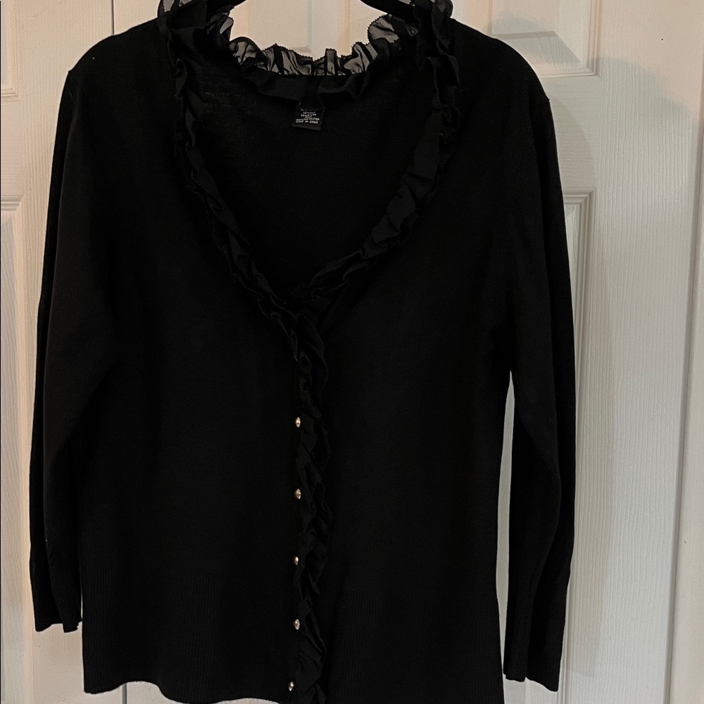 Philosophy Black Ruffled Top